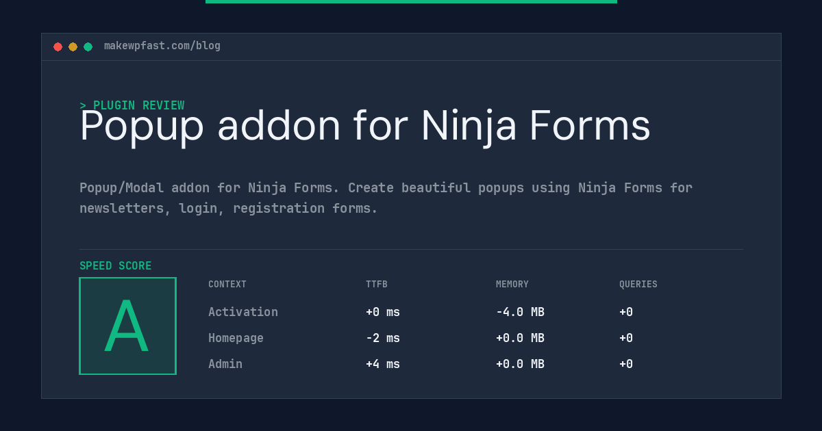 Popup addon for Ninja Forms - MakeWPFast