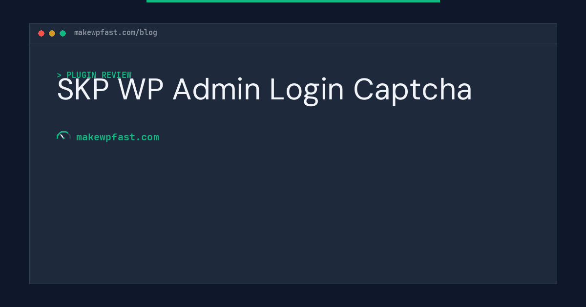 SKP WP Admin Login Captcha - MakeWPFast