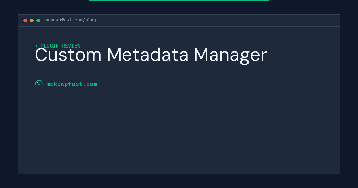 Custom Metadata Manager - MakeWPFast