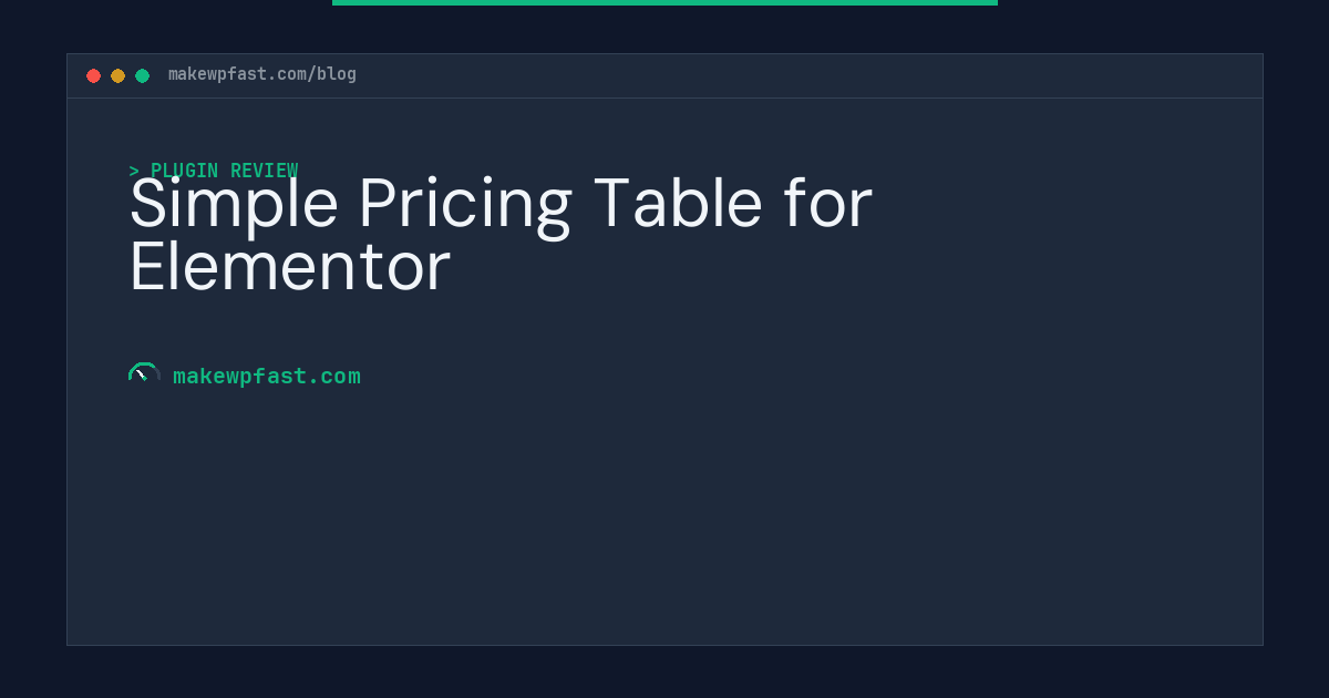 Simple Pricing Table for Elementor - MakeWPFast