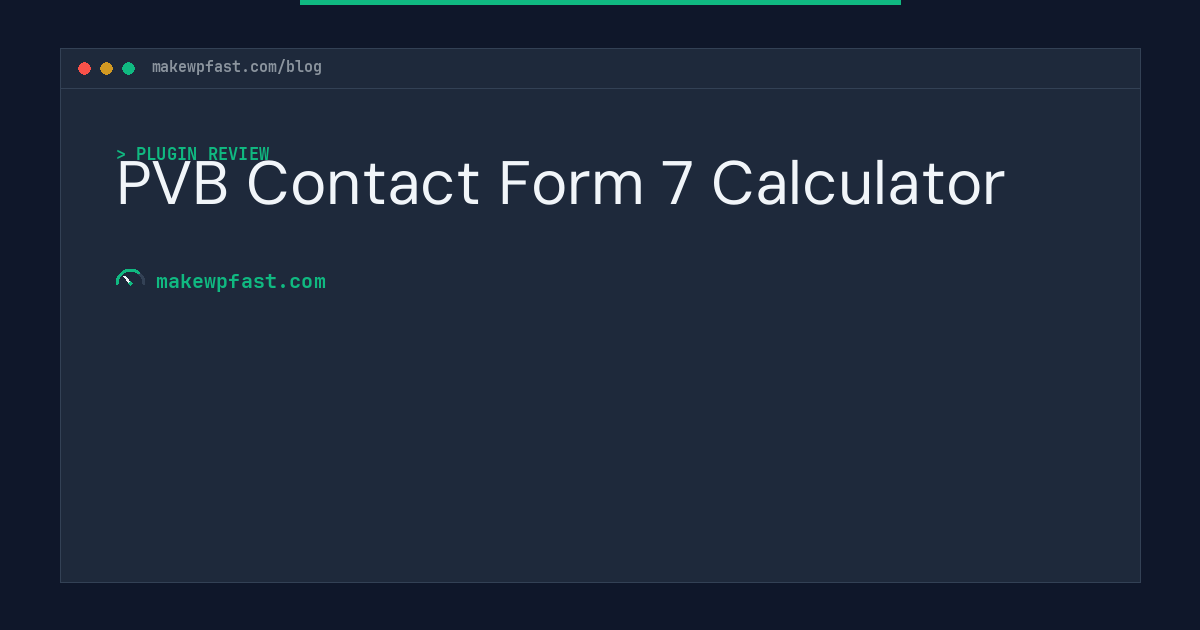 PVB Contact Form 7 Calculator - MakeWPFast
