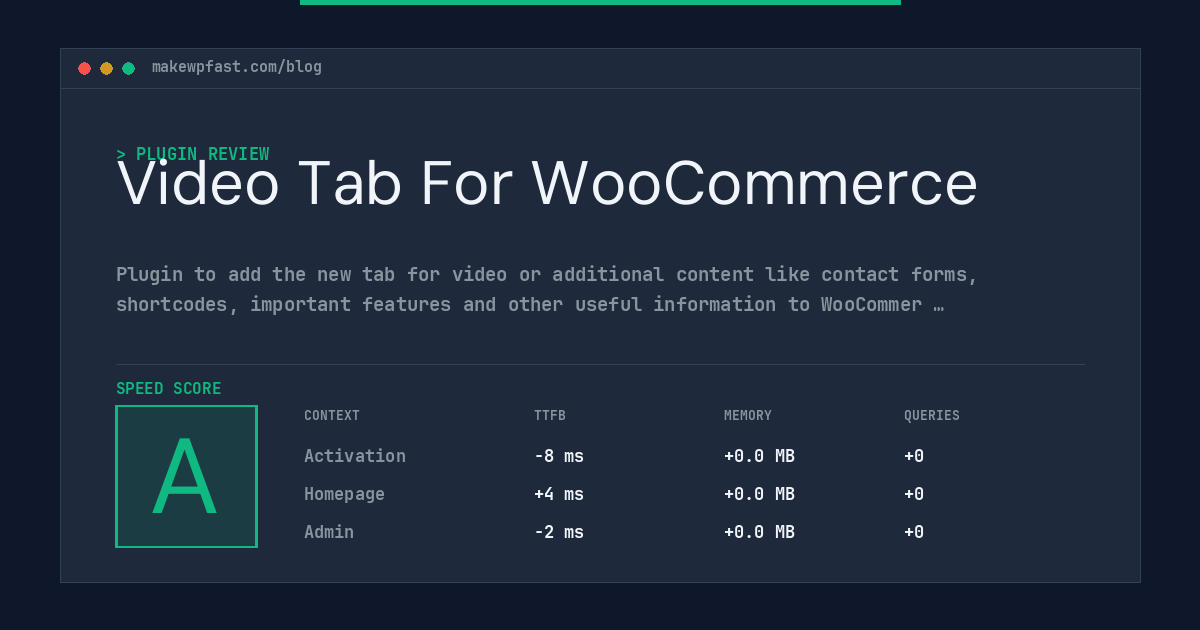 Video Tab For WooCommerce - MakeWPFast