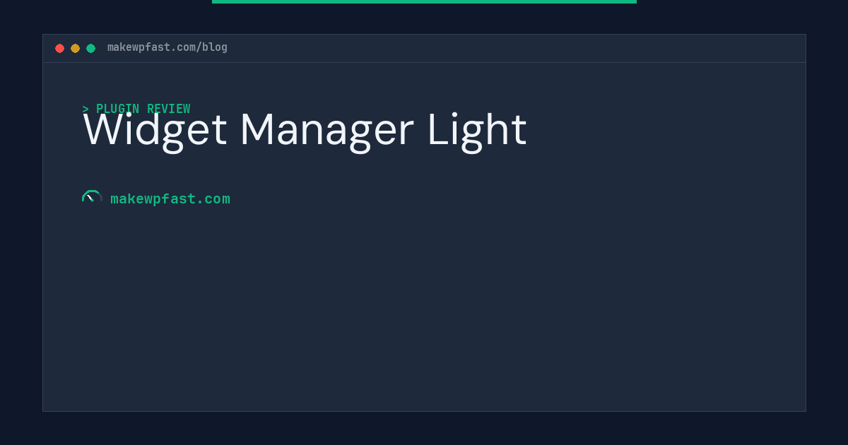 Widget Manager Light - MakeWPFast