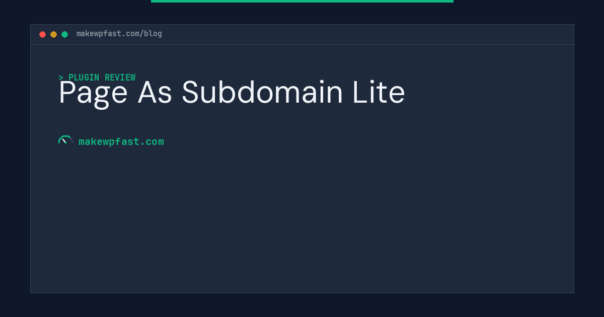 Page As Subdomain Lite - MakeWPFast