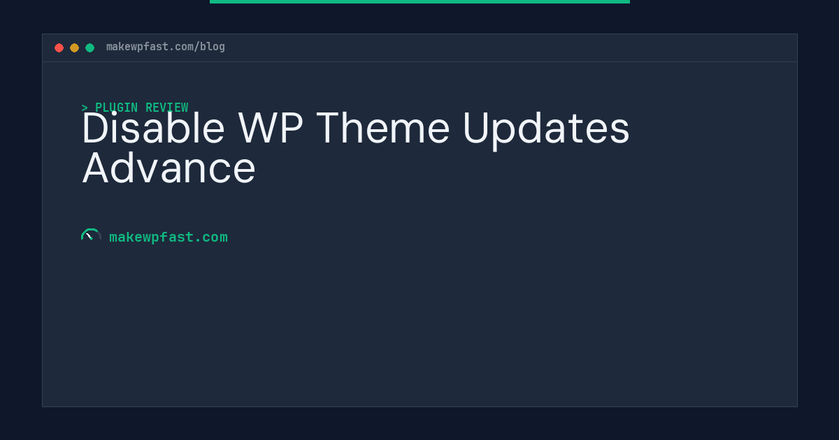 Disable WP Theme Updates Advance - MakeWPFast