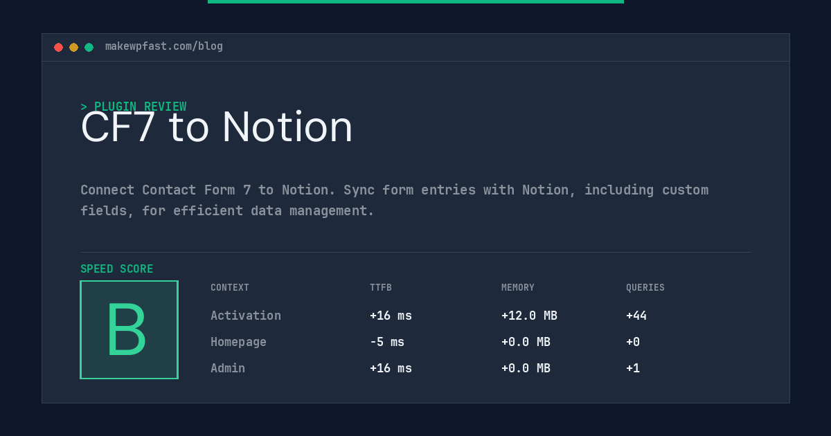CF7 to Notion - MakeWPFast