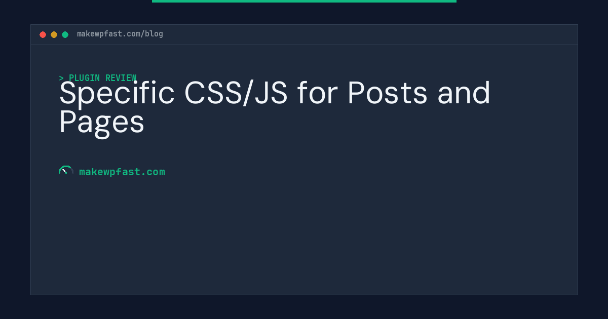 Specific CSS/JS for Posts and Pages - MakeWPFast