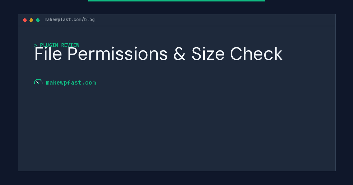 File Permissions & Size Check - MakeWPFast
