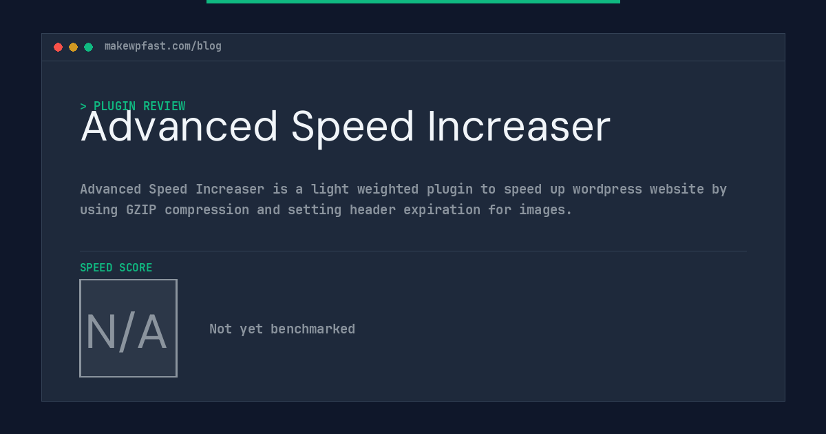 Advanced Speed Increaser - MakeWPFast