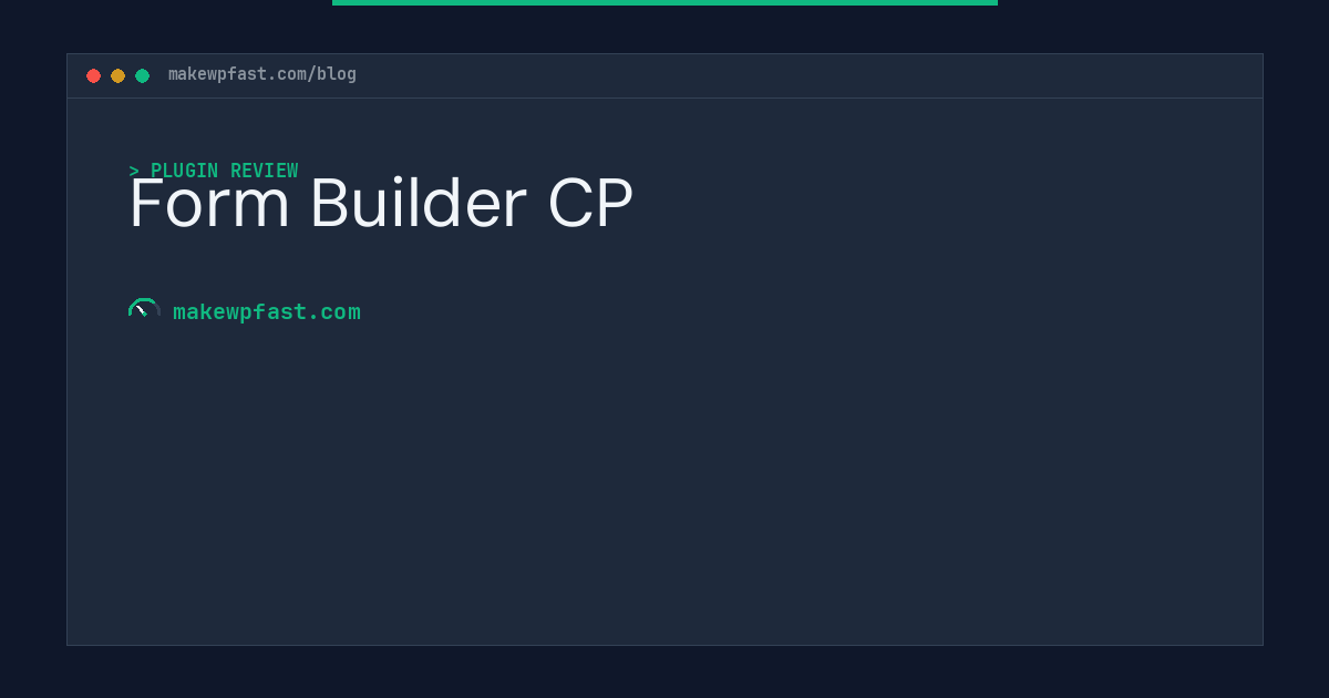 Form Builder CP - MakeWPFast