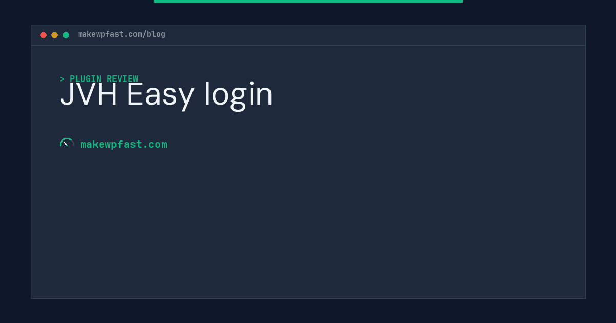 JVH Easy login - MakeWPFast