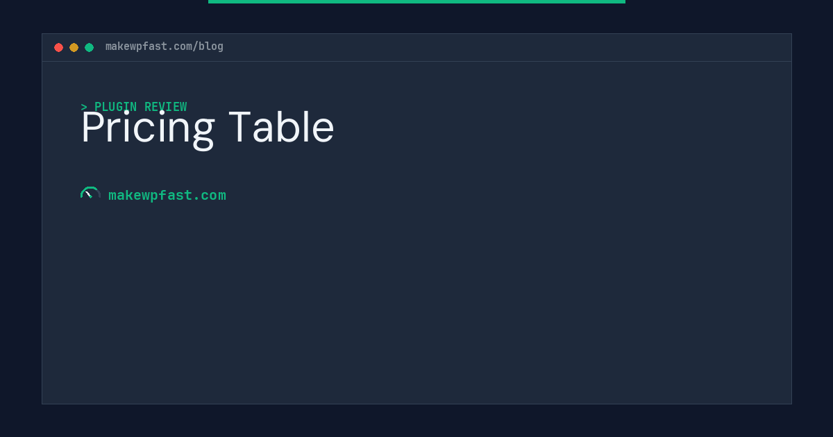 Pricing Table - MakeWPFast