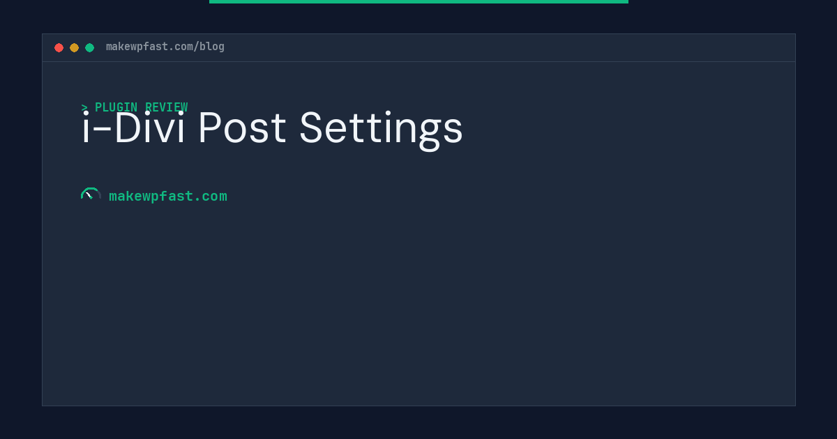 i-Divi Post Settings - MakeWPFast