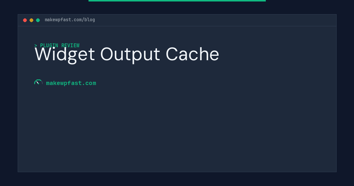 Widget Output Cache - MakeWPFast