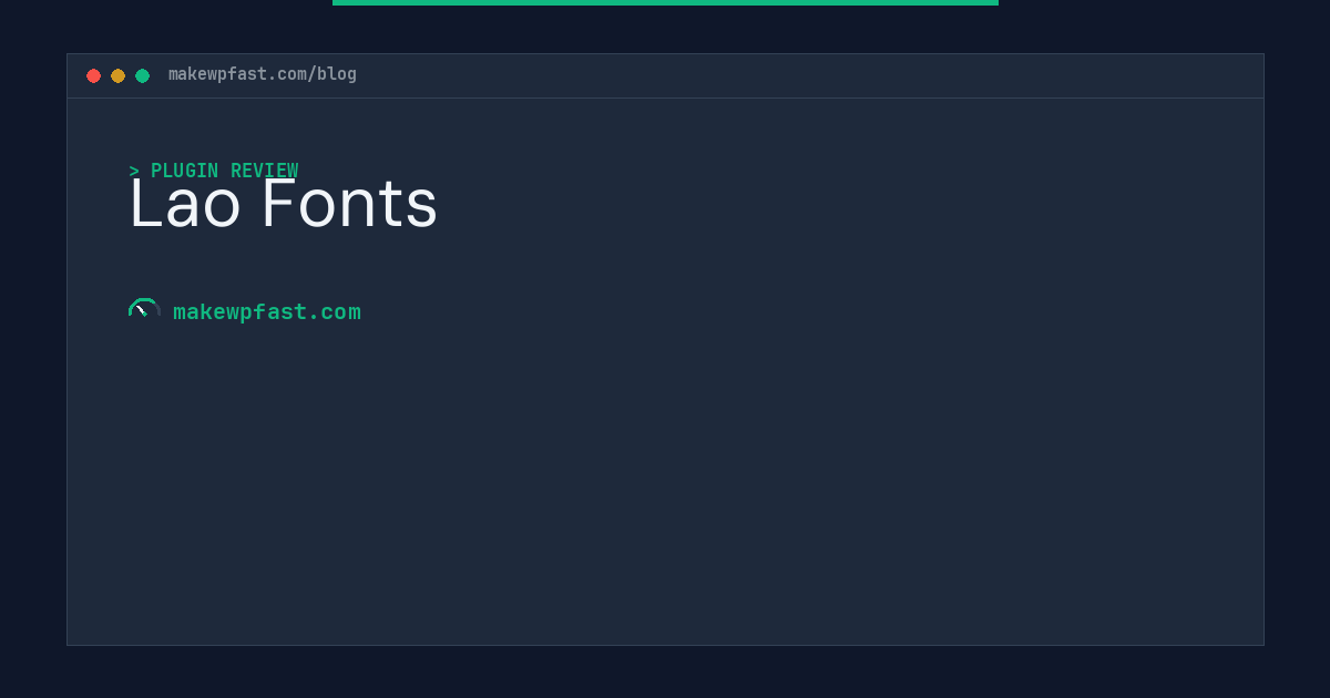 Lao Fonts - MakeWPFast