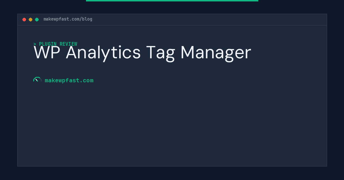 WP Analytics Tag Manager - MakeWPFast